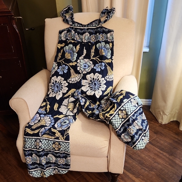 NWT Free People Floral Jumpsuit with Ruffle Straps-Size Small - Picture 4 of 6